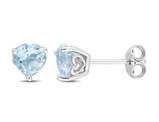 2.00 Carat (ctw) Blue Topaz Heart-Shape Solitaire Stud Earrings in Sterling Silver